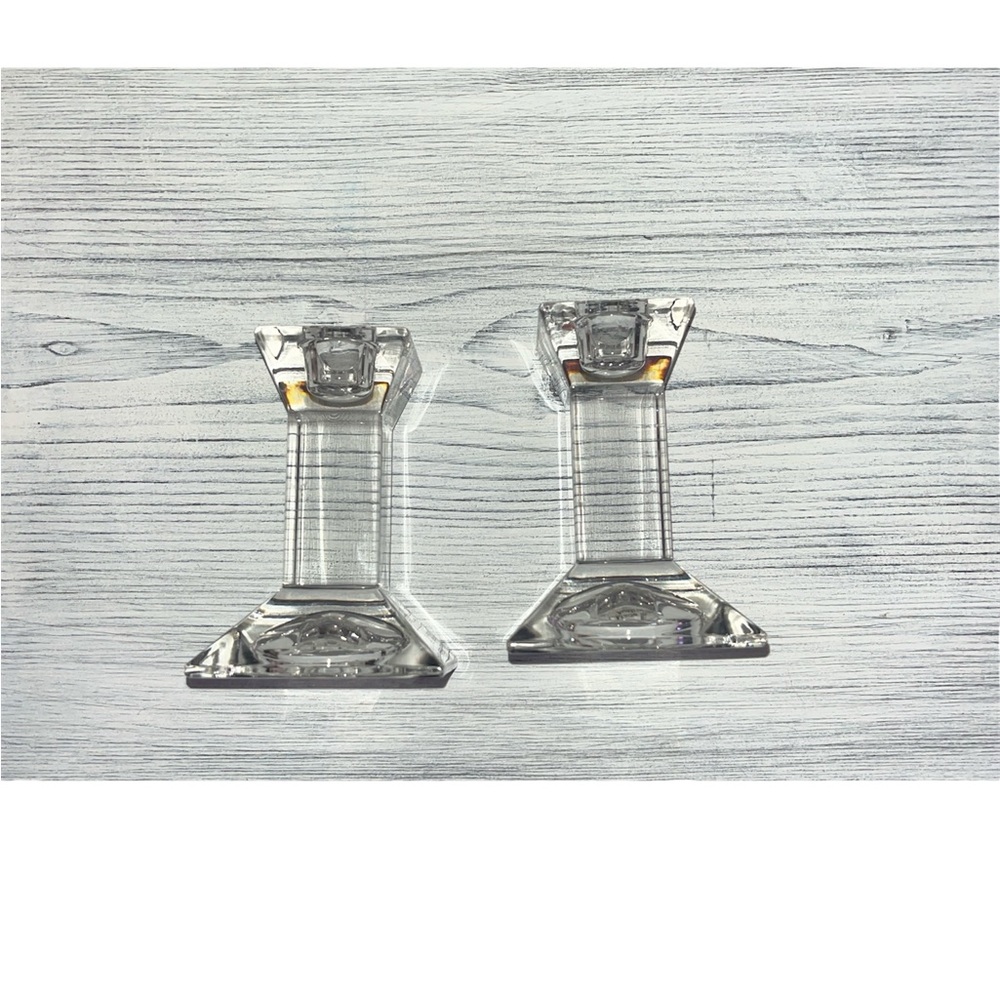 Set of 2 Villeroy & Boch Crystal Glass Candle Holders 4"